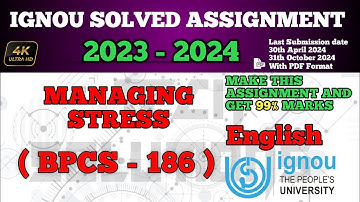 BPCS 186 SOLVED ASSIGNMENT 2023-24 IN ENGLISH | BPCS 186 SOLVED ASSIGNMENT 2024 | #BPCS186 IGNOU