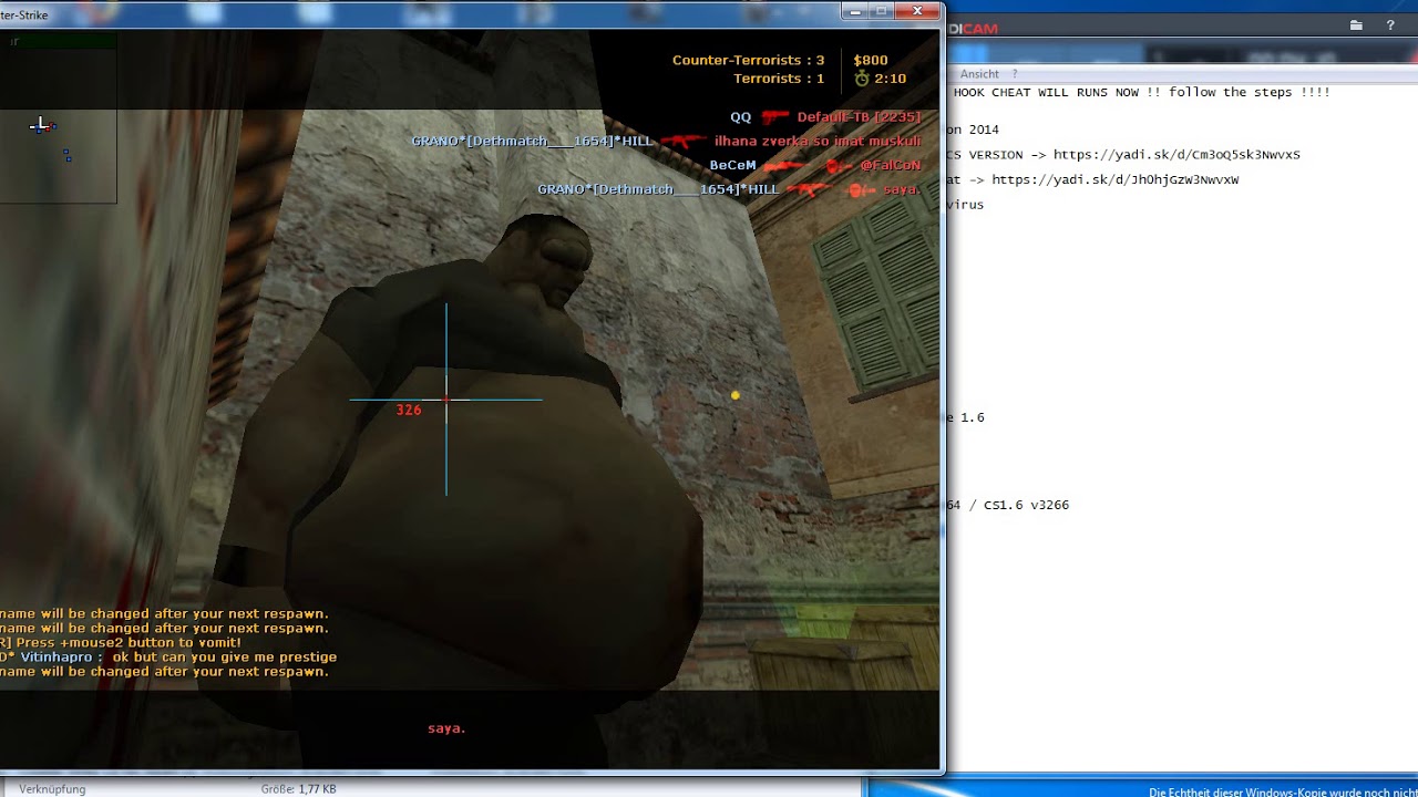 Counter Strike 1.6 HACK CSFhook Final Edition 2014 Wallhack+Hs+Aimbot