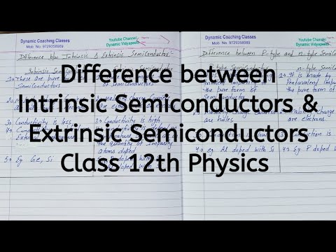 Difference Between Intrinsic and Extrinsic Semiconductors, Chapter 14, Semiconductor, Class 12