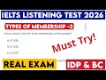 IELTS LISTENING PRACTICE TEST 2026 WITH ANSWERS | 25.04.2026 | Types of membership Lifetime
