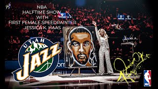 Utah Jazz NBA Halftime Performance Painting by Speedpainter Jessica Haas