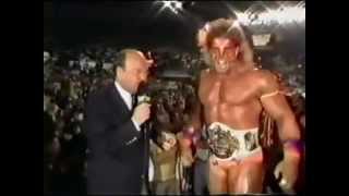 Mean Gene Okerlund interviews Ultimate Warrior about Sgt. Slaughter (01-06-1991)