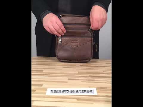 Чоловіча сумка через плече Натуральна шкіра Барсетка Чоловіча шкіряна сумка для документів планшет Чорна, видео 1