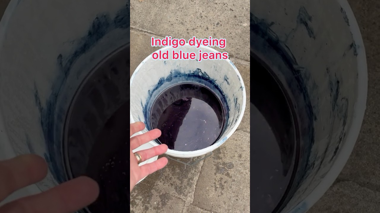 Indigo dyeing old blue jeans