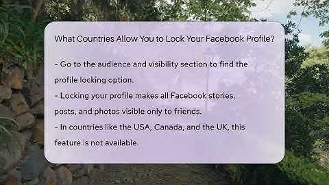 What Countries Allow You to Lock Your Facebook Profile? - Everyday-Networking