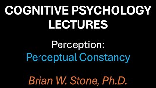 Cognitive Psychology - Perception Pt2 - Perceptual Constancy