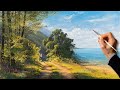 Crylic landscape painting  warm september  satisfying art  easy drawing for beginners  