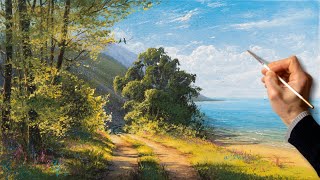 Аcrylic Landscape Painting - Warm September / Satisfying Art / Easy Drawing For Beginners / Акрил