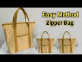 EASY METHOD !!! The Simplest way of making zipper bag at home | Daily use bag cutting and stitching