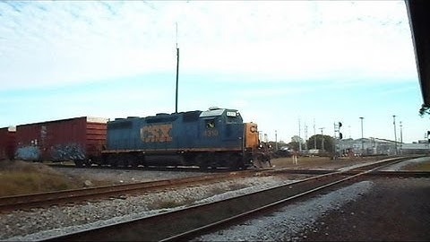 CSX Freight Train In Reverse Then Just The Locomotive