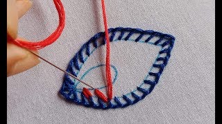 Easy Leaf Embroidery With Lazy Daisy Stitche Hand Embroidery Tutorial Step By Step Flower Pattern