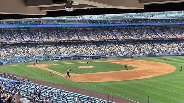 Justin Turner hit the Baseball at the Dodger Stadium.