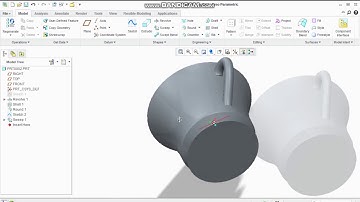 making a cup with Creo |sweep revolve and project command |