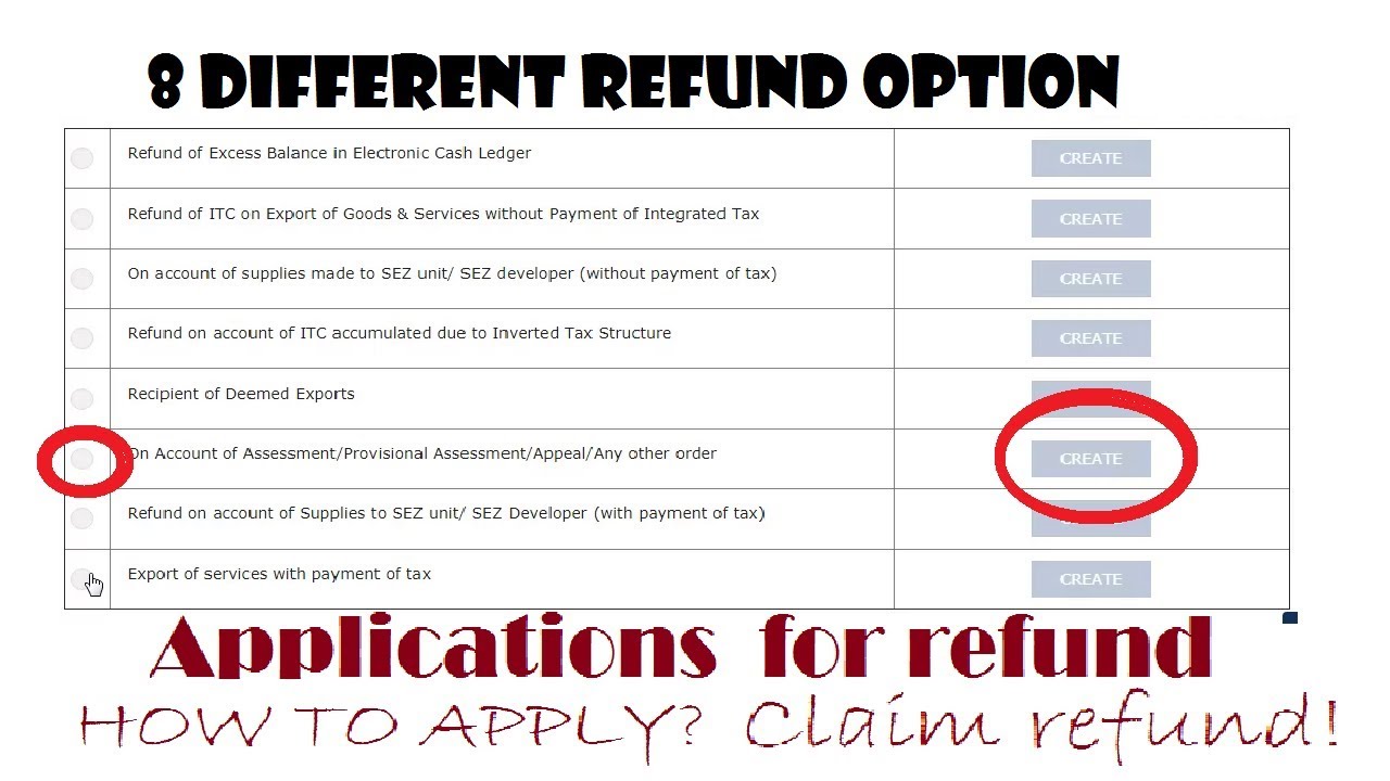 How to apply for refund on GST Website - YouTube