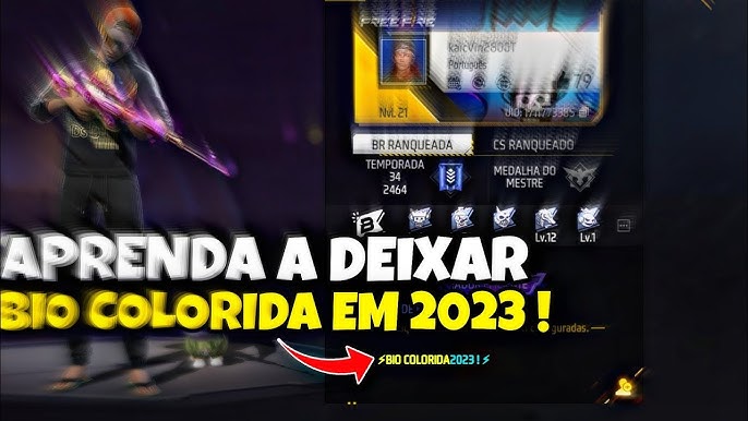 COMO DEIXAR LETRAS COLORIDAS NO PERFIL DO FREEFIRE 