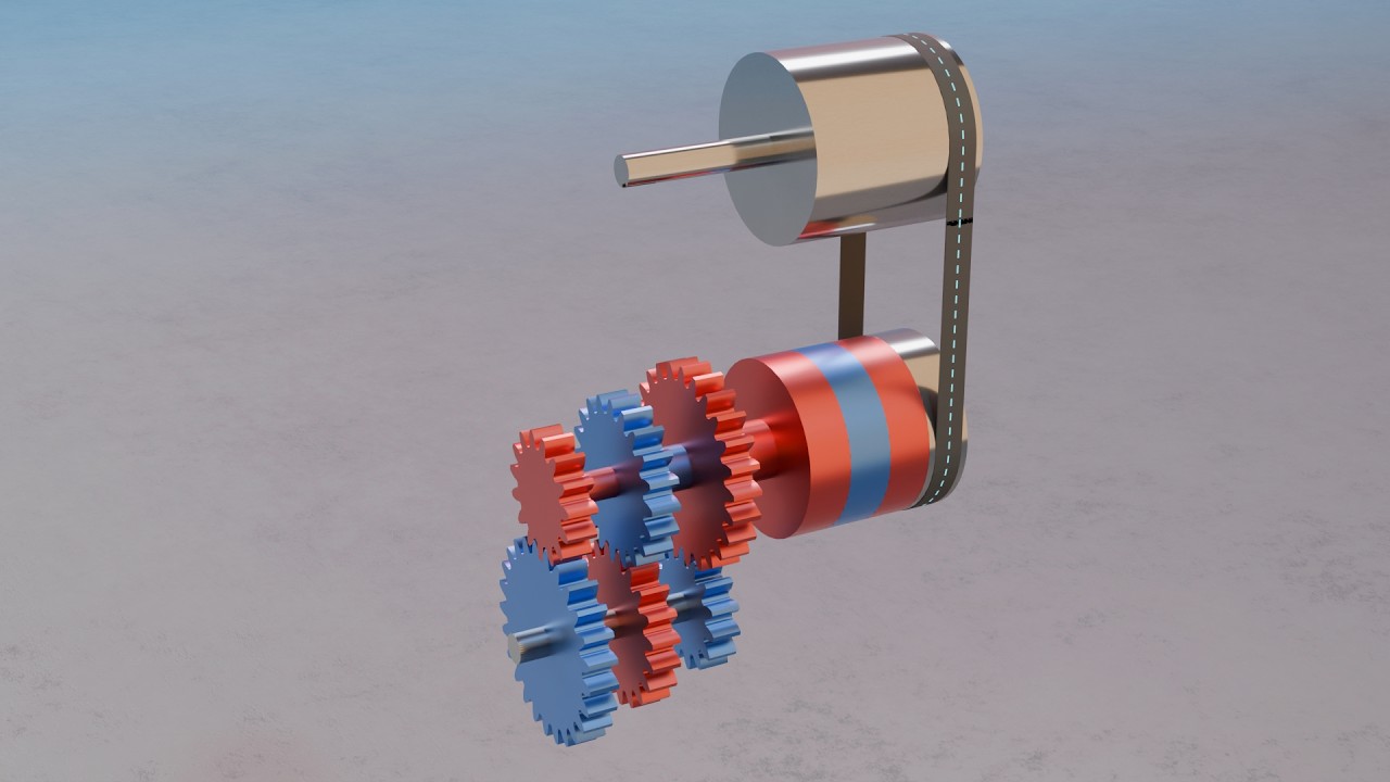 #058 Three-Speed Concentric Shaft Gear Transmission – 507 Mechanical Movements 3D Animation