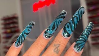 Watch me do my nails | Pixie dust | teal chrome | Start 2 finish 