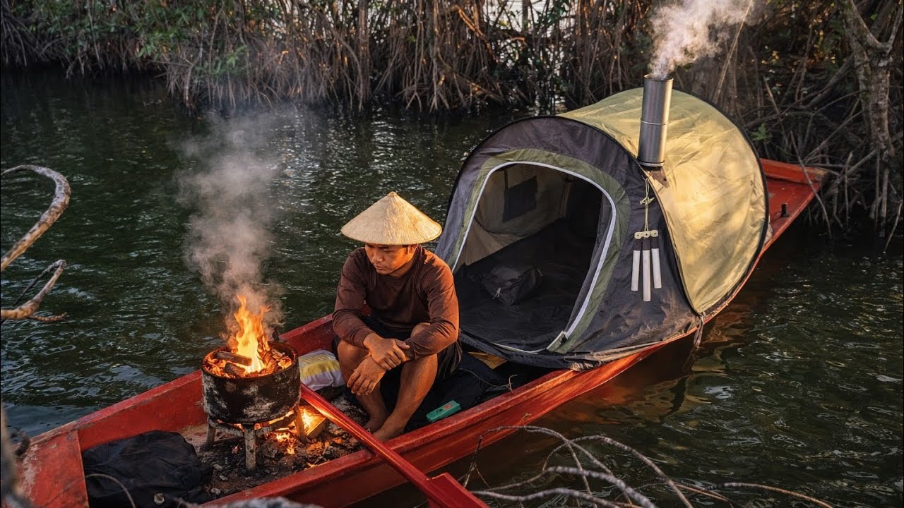 Unbelievable Canoe Camping with a Hot Tent | The Coziest Wooden Stove Setup