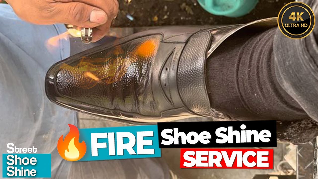 Melt INK 😮😮🔥🔥 BEST FIRE Shoe Shine Fire asmr shoeshine YouTube