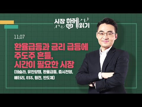 [시장함께읽기] 11월 07일, 환율급등과 금리 급등에 주도주 흔들, 시간이 필요한 시장(테슬라, 유한양행, 환율급등, 증시전망, 배터리, ESS, 원전, 반도체)