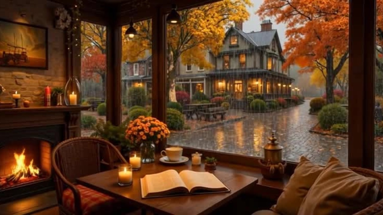 Relaxing Spring Rain Jazz on a Cozy Urban Coffee Shop Street 🌧️ Smooth Jazz for Focus & Calm Mind ☕