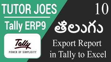 Export Report In Excel In Tally Telugu