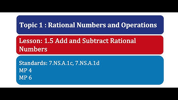 Grade 7 Lesson 1.5: Add and Subtract Rational Numbers Short Video