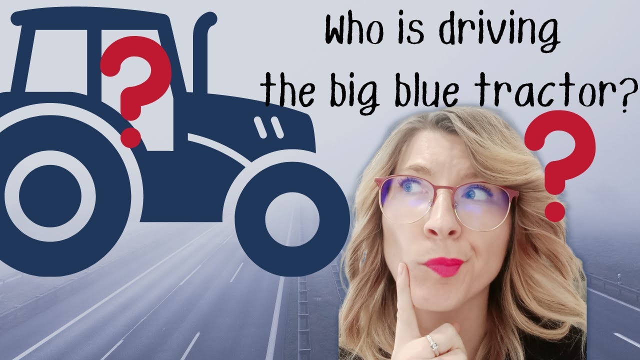 Who is driving the big blue tractor? Story for kids vehicles, farm