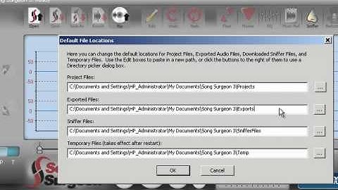 Song Surgeon Version 3 - Options Button (default file locations)