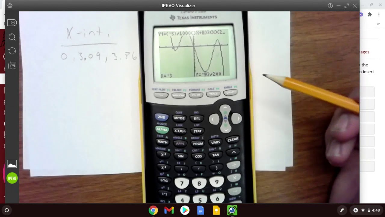 x-intercepts for a quintic