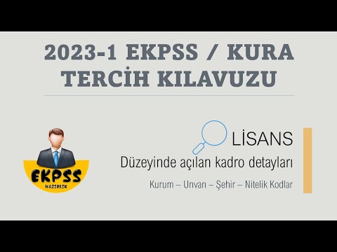 2023-1 EKPSS/KURA TERCİH KILAVUZU.  LİSANS DÜZEYİNDE AÇILAN KADRO DETAYLARI