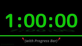 SILENT - 1 Hour Countdown - Green Reflection with Progress Bar and Chapters - 60 Minutes
