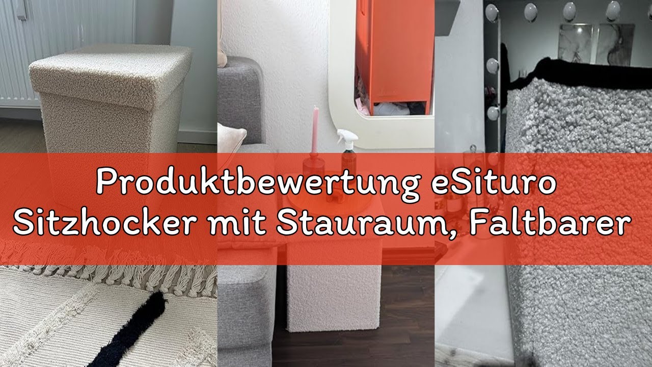 Produktbewertung eSituro Sitzhocker mit Stauraum, Faltbarer Hocker, Fußhocker, Polsterhocker, Aufbew