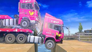 Spintires Mudrunner - Mod Truck Vs Extreme Broken Road With Speed Bumps | Driver Skills Gameplay