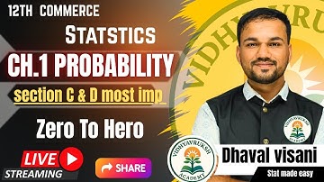 STD 12 Commerce Stat probability (સંભાવના) Zero To Hero By dhaval sir💯🔥 | Vidhya Vruksh Academy