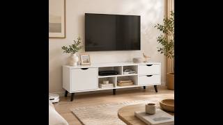 Storage TV Stand,TV Table White Media Console with Cabinet,TV Cabinet