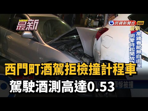西門町酒駕拒檢撞計程車 駕駛酒測高達0.53－民視新聞