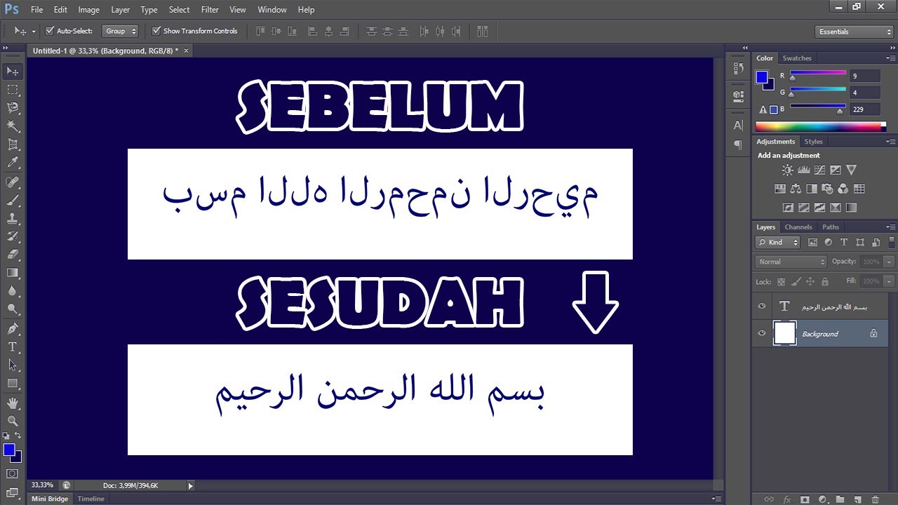 Cara Mengetik Tulisan Arab Di Photoshop Dengan Mudah  I PHOTOSHOP TUTORIAL