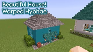 How to build a cyan house in Minecraft - Villiage edition | Warped Hyphae