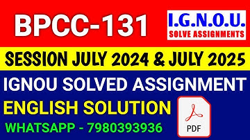 BPCC-131 solved assignment 2024-25 | BPCC-131 solved assignment 2025 | Ignou BPCC-131 in English