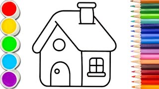 Beautiful House Drawing, Painting, Coloring for Kids and Toddlers | Learn drawing#house#beautiful