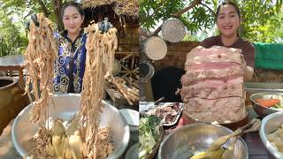 Sros Cooking Show: Chicken Intestine, Pork Belly, Pig Liver Cook Vegetable Soup | Cooking Skill
