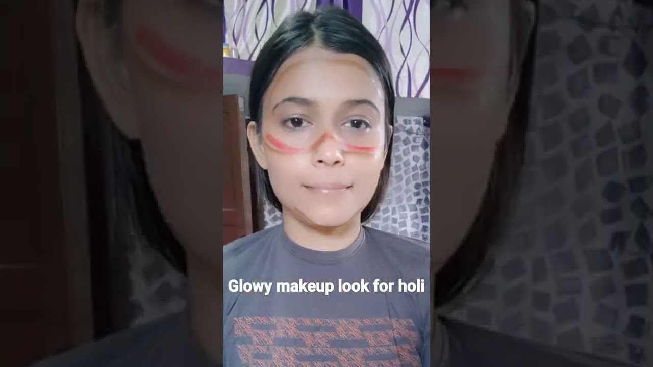 Soft Glowy look for Holi🌈// Holi makeup//simple Holi makeup look