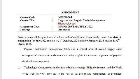 IGNOU MMPO - 005 Solved Assignment Jan 2023 PDF | MBA | Logistics And Supply Chain Management