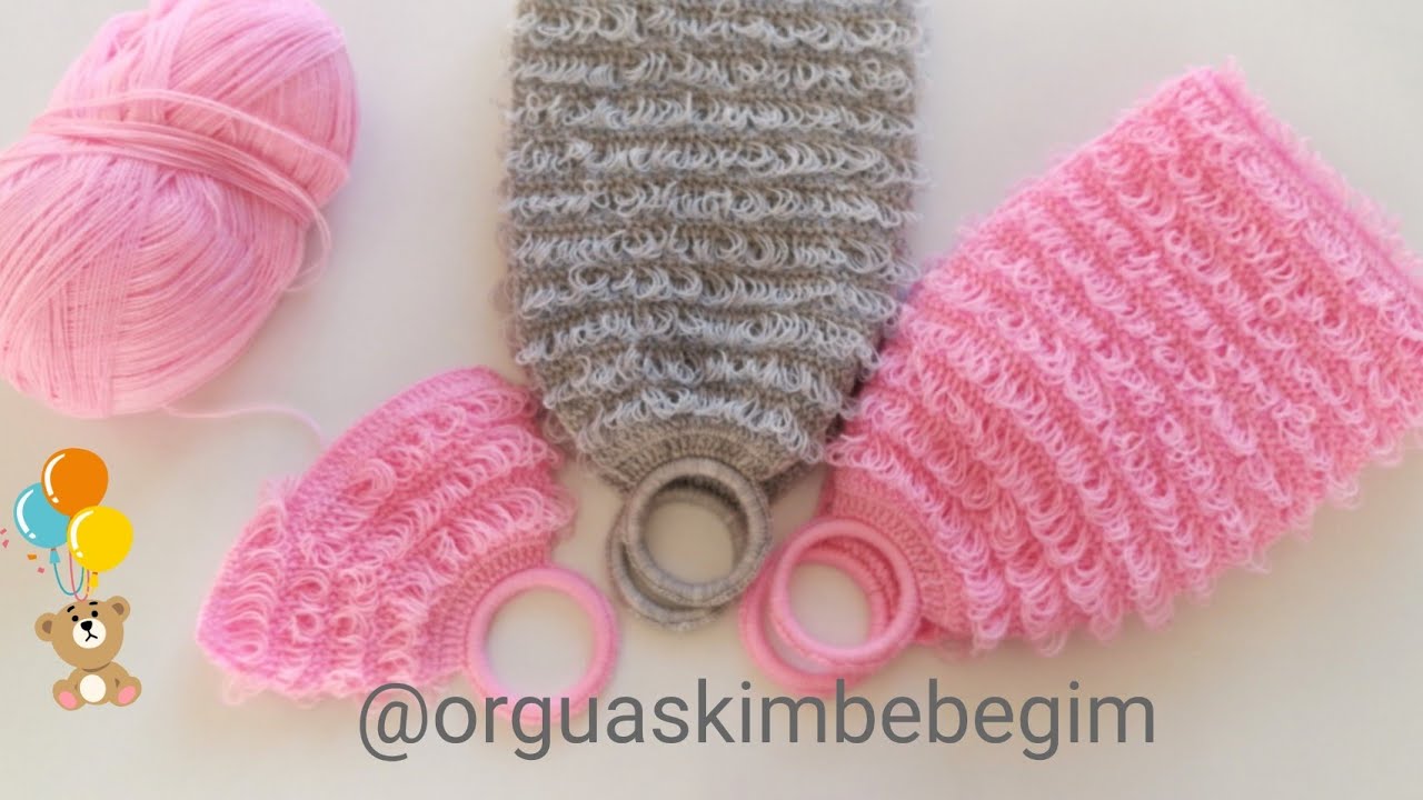 PÜSKÜLLÜ UZUN LİF NASIL ÖRÜLÜR? HALKALI PÜSKÜLLÜ UZUN LİF  #crochet #püsküllülif