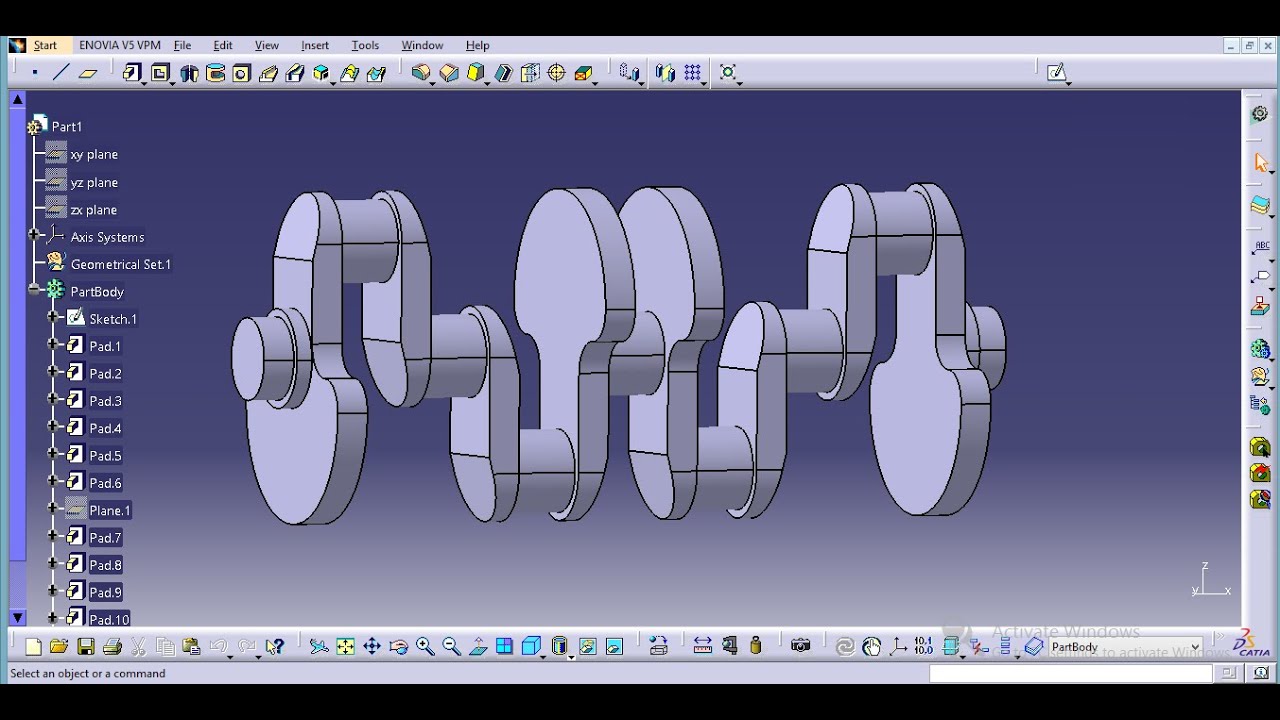 Catia V5 Tutorial Crankshaft Design Automobile Design YouTube