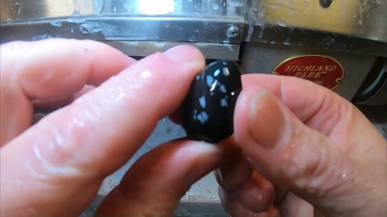 Cabbing snowflake obsidian