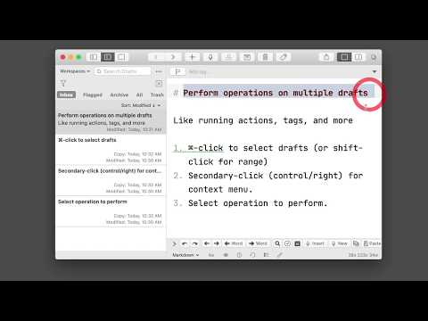 Drafts - Batch Operations on Mac