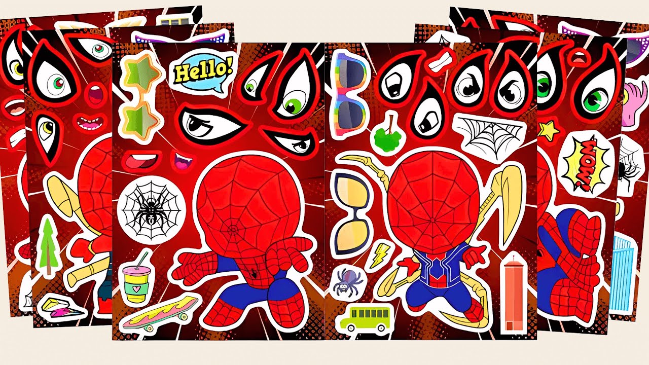 [Paper DIY] Marvel Super Hero Spider-Man 🕷️ Make a Face Sticker | Super Satisfying Sounds