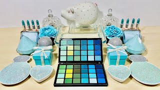 Tiffany & Co Light Turquoise Mixing Makeup Eyeshadow Glitter Into Slime Satisfying Slime Videos Asmr